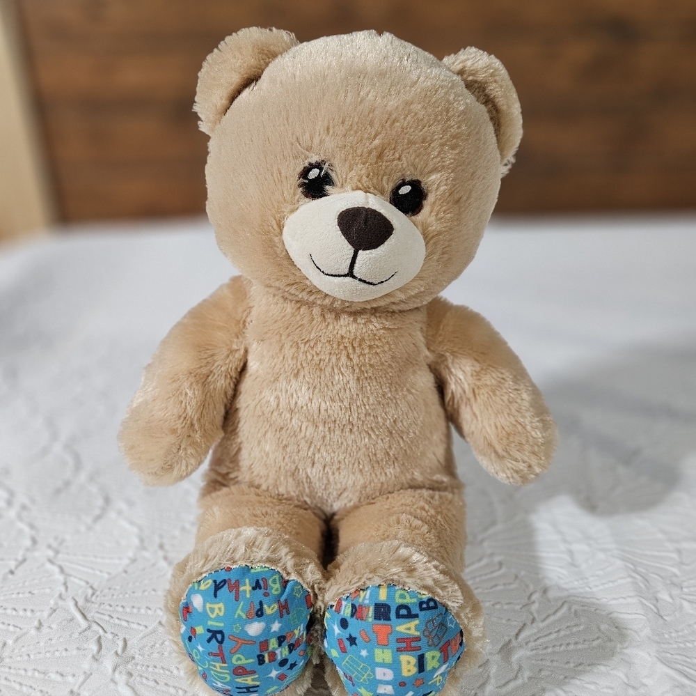 Build A Bear Plush Tan Teddy Bear Stuffed Toy - Soft Cuddly Bear for Kids